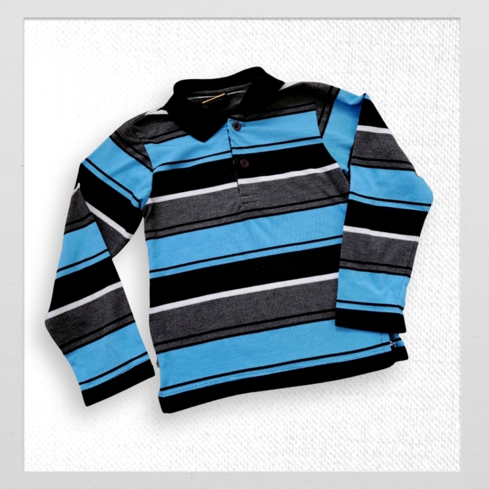 Blue Striped Polo, Kid's 4T